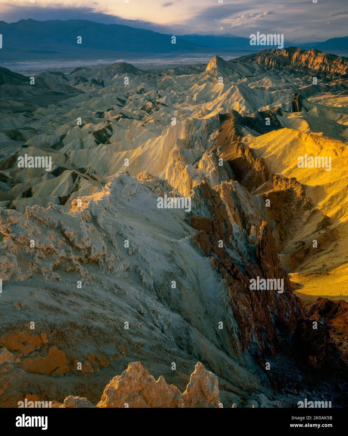 Tramonto, Manly Beacon, Golden Canyon, Death Valley National Park, California Foto Stock