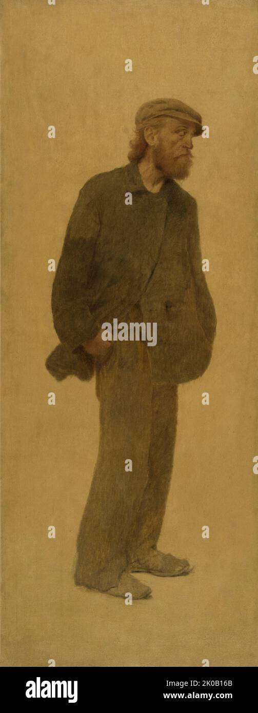 La Bouch&#xe9;e de pain : homme de trois-quarts coiff&#xe9; d'une casquette, Mains dans les poches, c.1904. Foto Stock