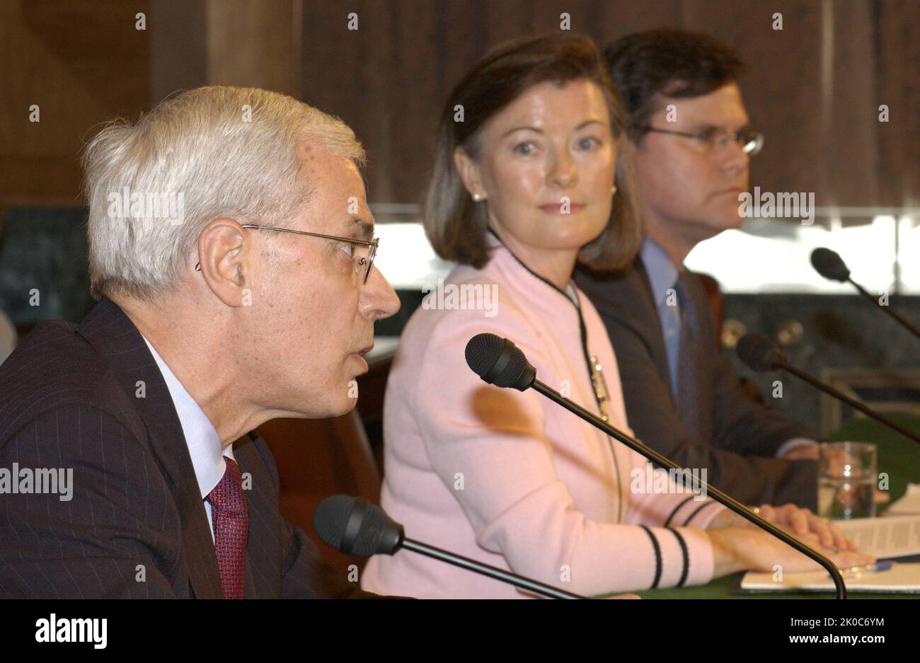 Udienza del Senato sulle nomine di Roy Bernardi, Dennis Shea, Cathy MacFarlane. Udienza del Senato su Roy Bernardi, Dennis Shea, Cathy MacFarlane Nominations Subject, Commissione del Senato su Banking, Housing, and Urban Affairs audizione, a Capitol Hill, sulle nomine di Roy Bernardi come Vice Segretario HUD, Dennis Shea come Vice Segretario per lo sviluppo delle politiche e la Ricerca, E Cathy MacFarlane come Vice Segretario per gli Affari pubblici. Foto Stock