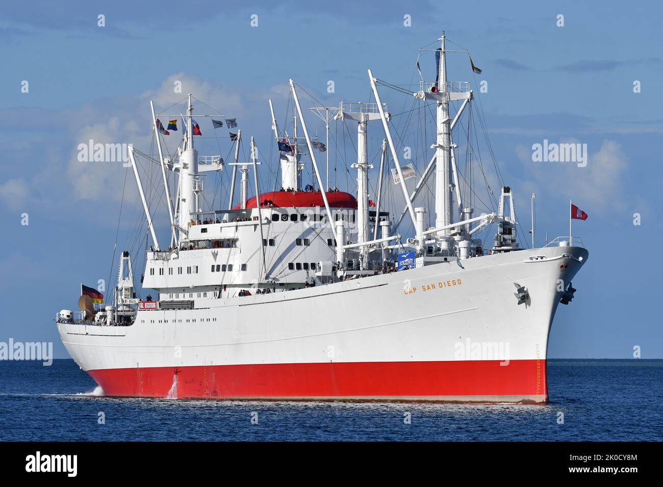 Il più grande porto del mondo, degno di museo nave TAPPO SAN DIEGO al fiordo Kiel Foto Stock