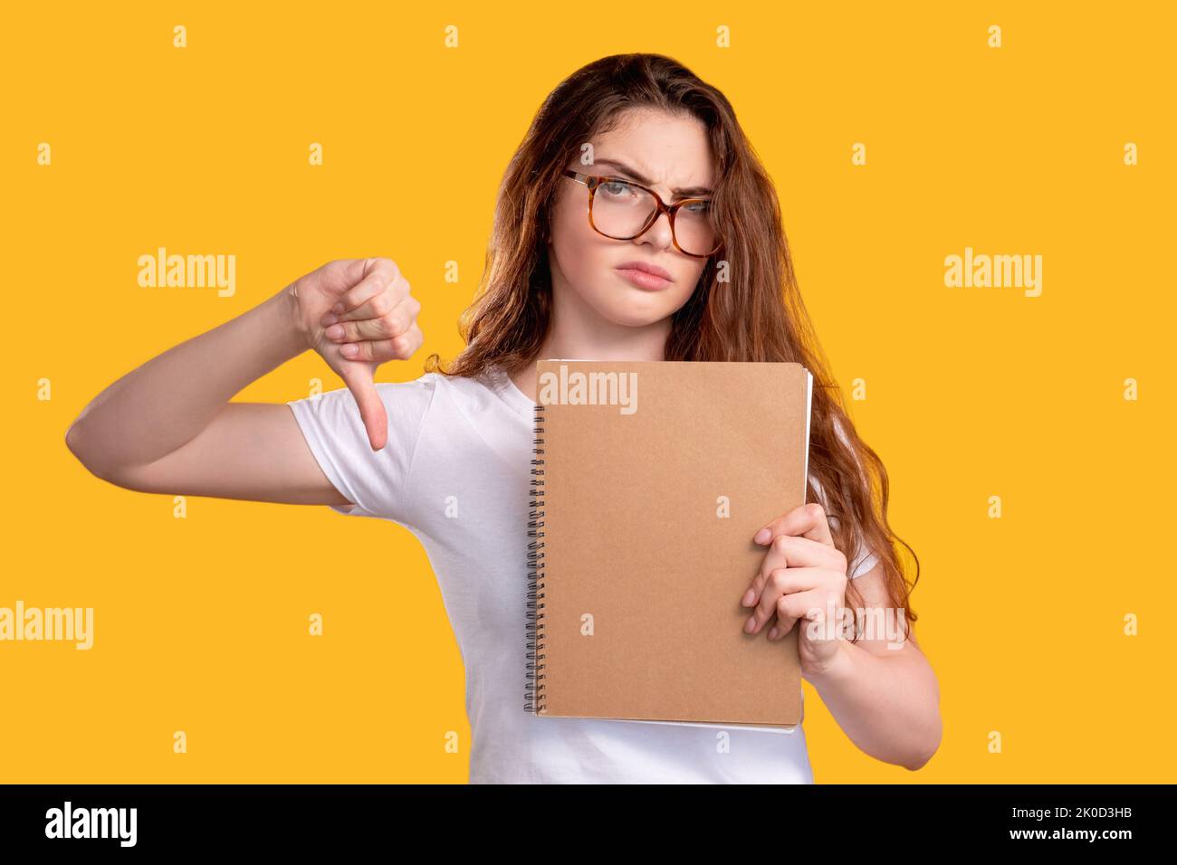 deluso insegnante cattivo risultato test donna scettica Foto Stock