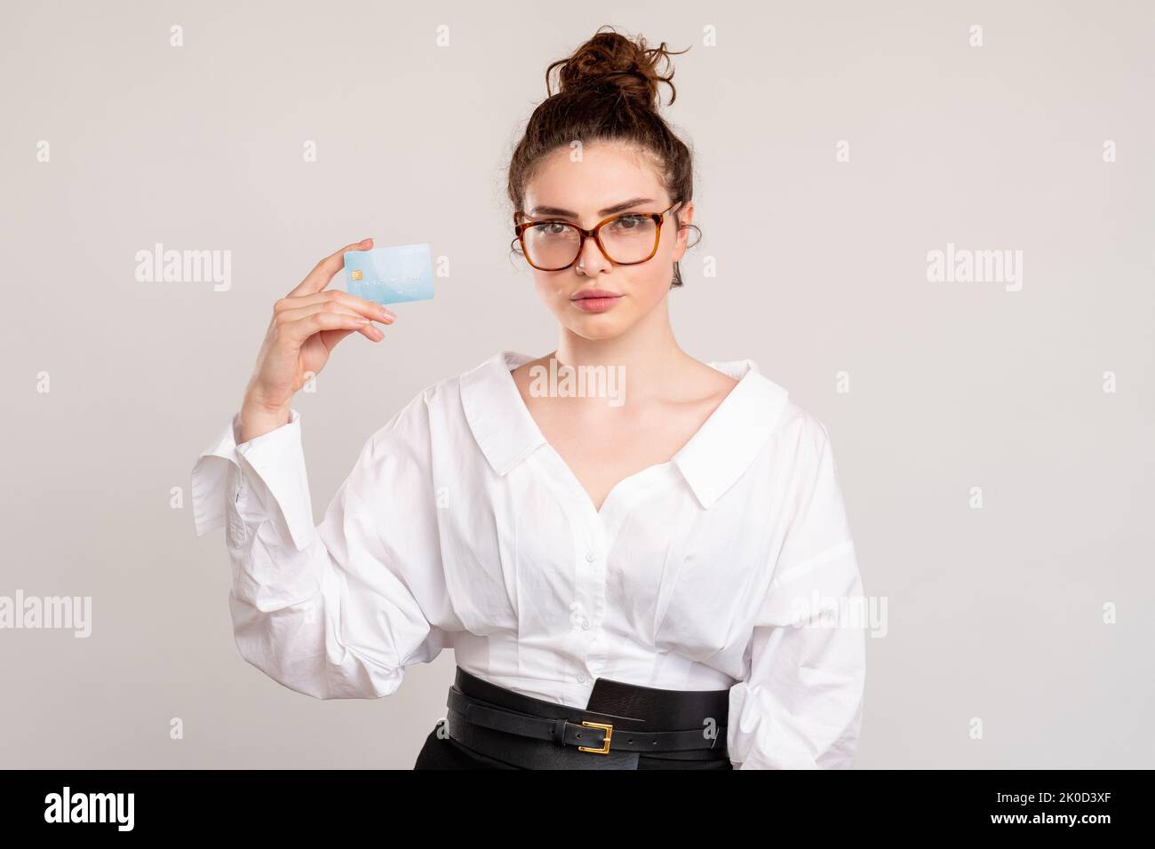 business investimenti banca deposito sicuro donna Foto Stock