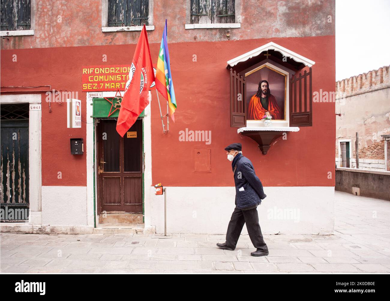 Venezia, Italia - Aprile, 21: La camminata maggiore nella sede del Partito di Rifondazione Comunista si chiama sette Martiri, un sito famoso per Gesù Foto Stock