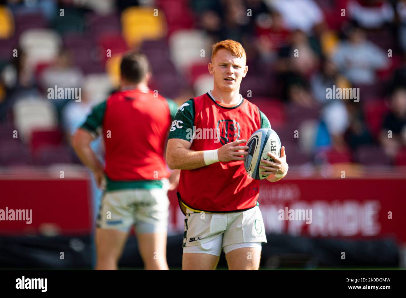 LONDRA, REGNO UNITO. 10th settembre 2022. Caolan Englefield of London Irish nella sessione di riscaldamento pre-partita durante il Gallagher Premiership Rugby Match Round 1 tra London Irish e Worcester Warriors al Community Stadium di sabato 10 settembre 2022. LONDRA INGHILTERRA. Credit: Taka G Wu/Alamy Live News Foto Stock