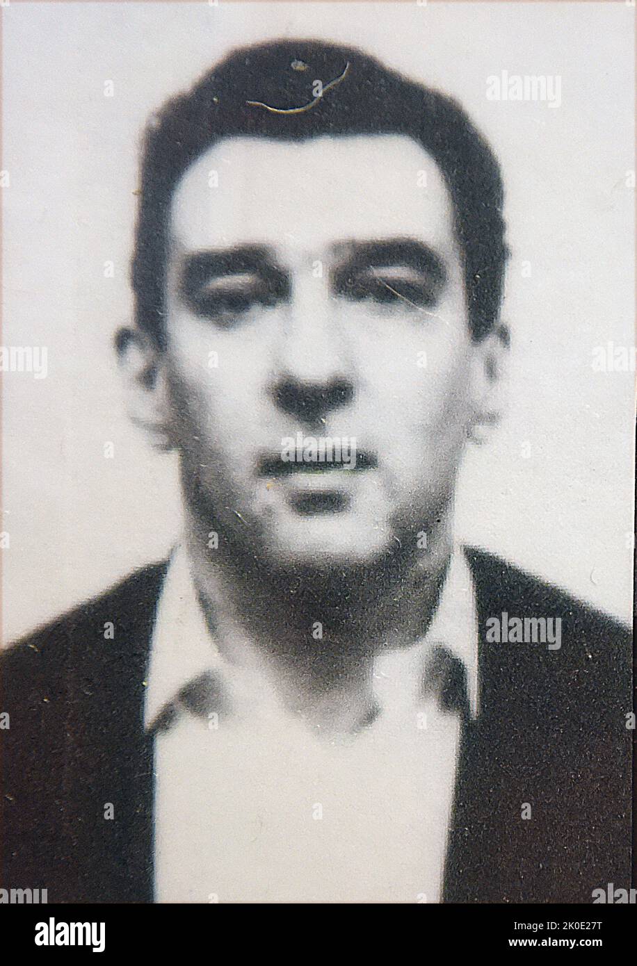 Reginald 'Reggie' Kray (1933 - 2000), uno dei fratelli gemelli, che erano criminali inglesi, i principali responsabili della criminalità organizzata nell'East End di Londra dalla fine degli anni '1950s al 1967. Con la loro banda, conosciuta come la ditta, i Krays sono stati coinvolti in omicidi, rapine a mano armata, arson, racchette di protezione e aggressioni. Foto Stock