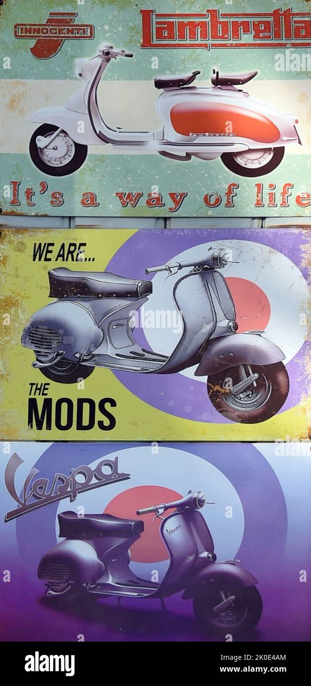 Annuncio per lo scooter Innocenti Lambretta 125, 1963. Lambretta è il marchio principalmente di scooter a motore, inizialmente prodotti a Milano da Innocenti. Foto Stock