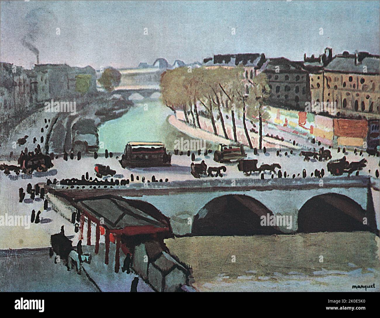 Vue de Pont-Neuf a Parigi. Tableau de Marquet di C.I. Braun. Foto Stock