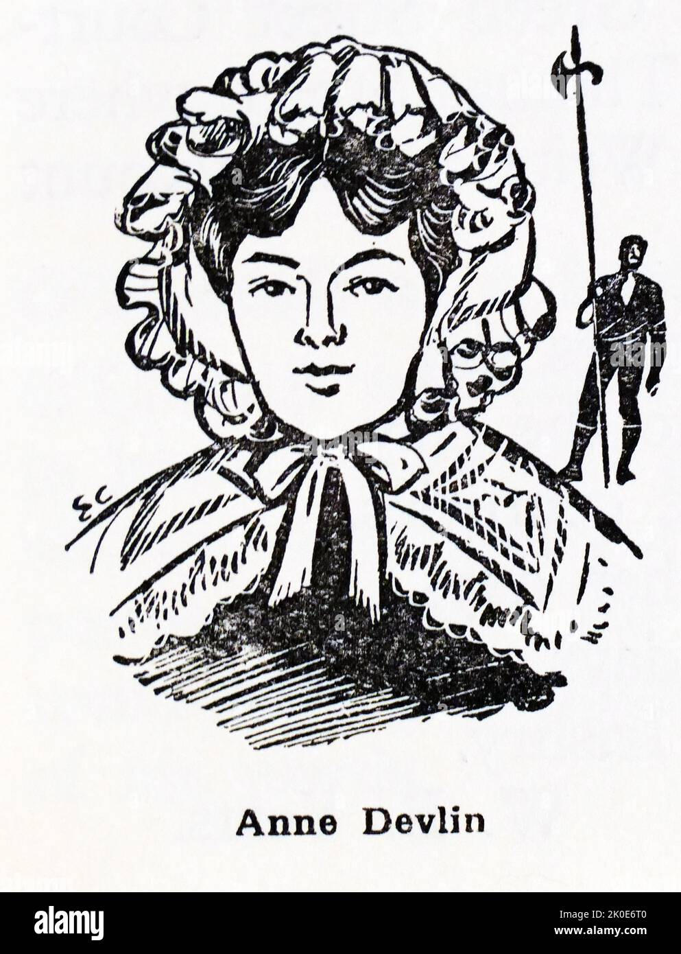 Anne Devlin (Londra, 1780 – Londra, 1 settembre 1851) è stata una repubblicana irlandese famosa per il suo coinvolgimento con gli irlandesi Uniti, e per le terribili condizioni di vita, nonché per la tortura, quando imprigionata dalle autorità britanniche. Ha agito nel ruolo nominale non retribuito della governante ma era realmente un co-cospiratore di Robert Emmet ed era inoltre un cugino di due ribelli irlandesi Uniti principali, Michael Dwyer e Arthur Devlin. Foto Stock