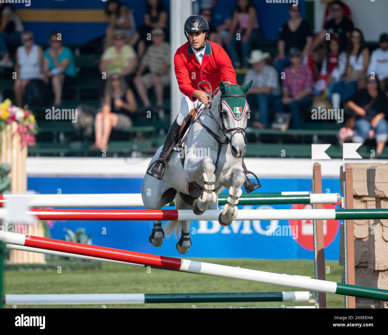 Calgary, Alberta, Canada, 2022-09-10, Eugenio Garza Perez (MEX) equitazione Contago, CSIO Spruce Meadows Masters, - BMO Nations Cup Foto Stock