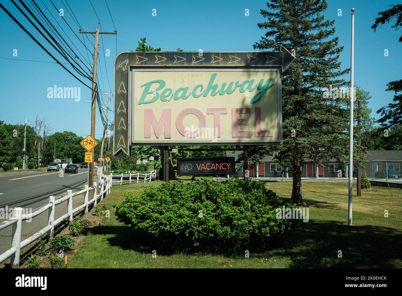 Cartello d'epoca Beachway Motel, Salisbury, Massachusetts Foto Stock