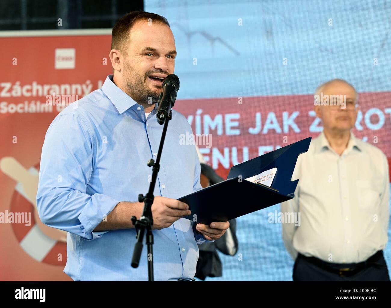 Praga, Repubblica Ceca. 11th Set, 2022. Michal Smarda, presidente del CSSD (socialdemocratici), ha lasciato, durante il lancio della parte d'azione della campagna elettorale socialdemocratica (CSSD), la presentazione delle soluzioni proposte alla crisi energetica e invita i partiti politici cechi a Praga, Repubblica Ceca, 11 settembre 2022. Credit: Michaela Rihova/CTK Photo/Alamy Live News Foto Stock