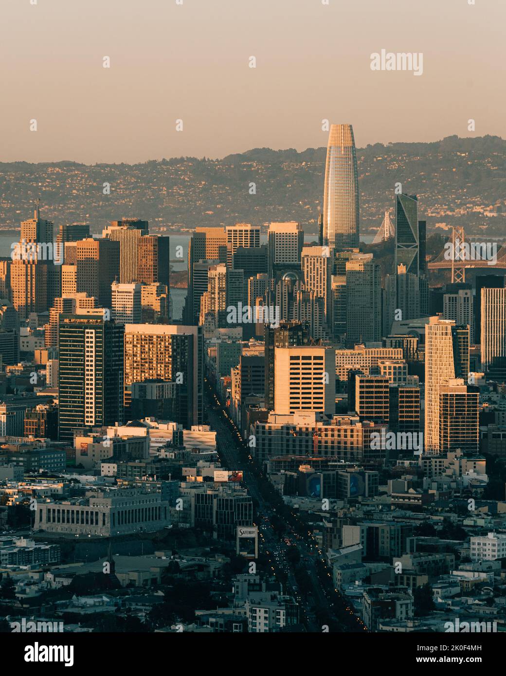 Vista dello skyline del centro città da Twin Peaks, San Francisco, California Foto Stock
