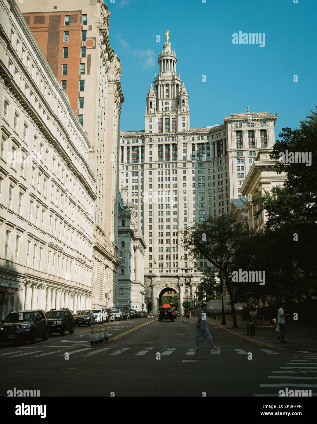 New York City Hall e Chambers Street, Manhattan, New York Foto Stock