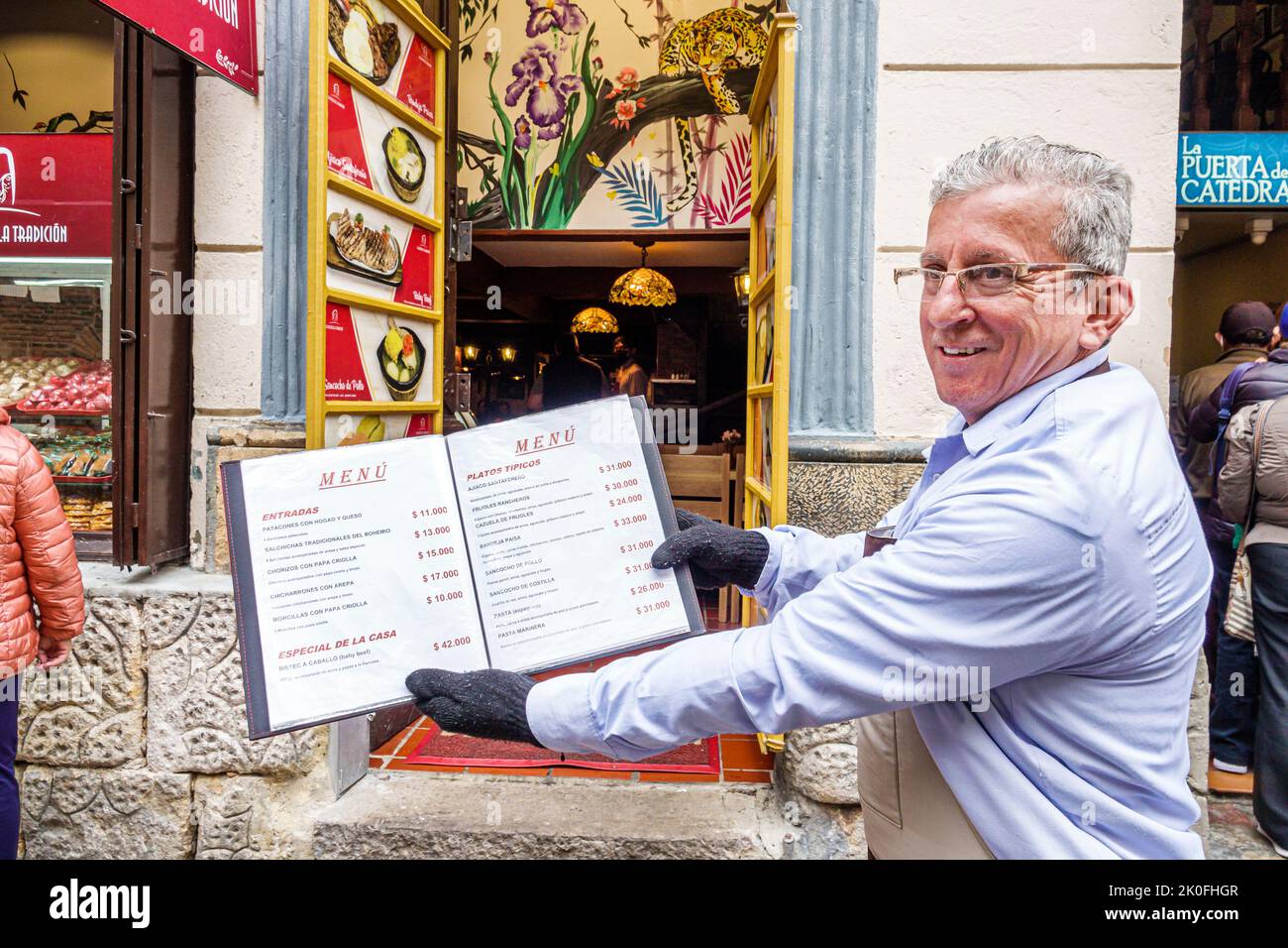 Bogota Colombia, la Candelaria Centro Historico centro storico centro storico centro storico Calle 11, ristorante ristoranti mangiare fuori informale c Foto Stock