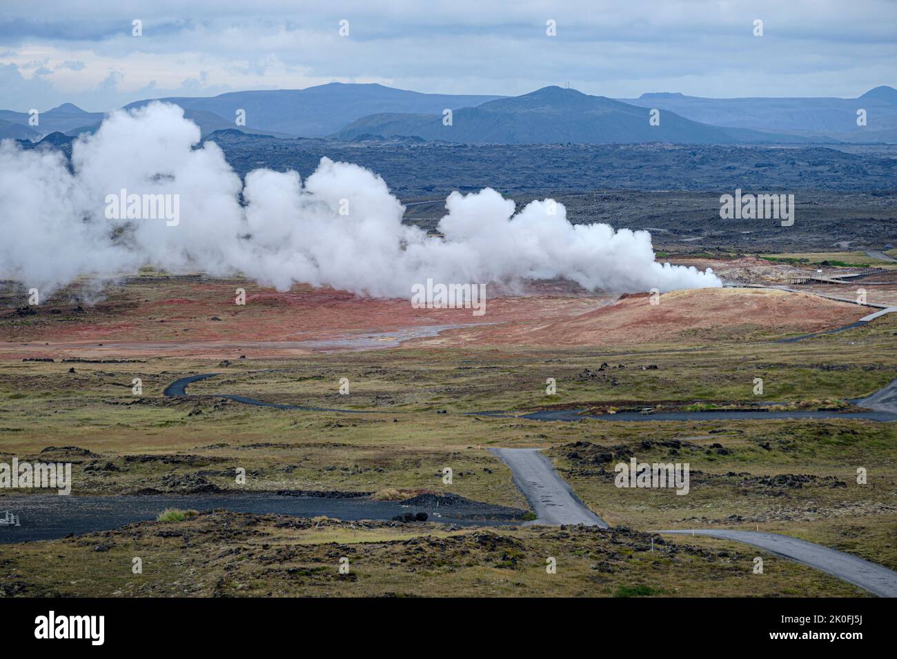 Centrale geotermica di Reykjanes, Penisola di Reykjanes, Islanda Foto Stock