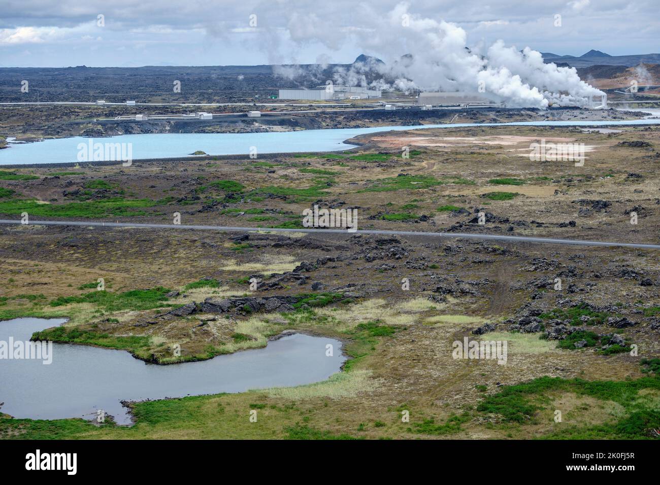 Centrale geotermica di Reykjanes, Penisola di Reykjanes, Islanda Foto Stock