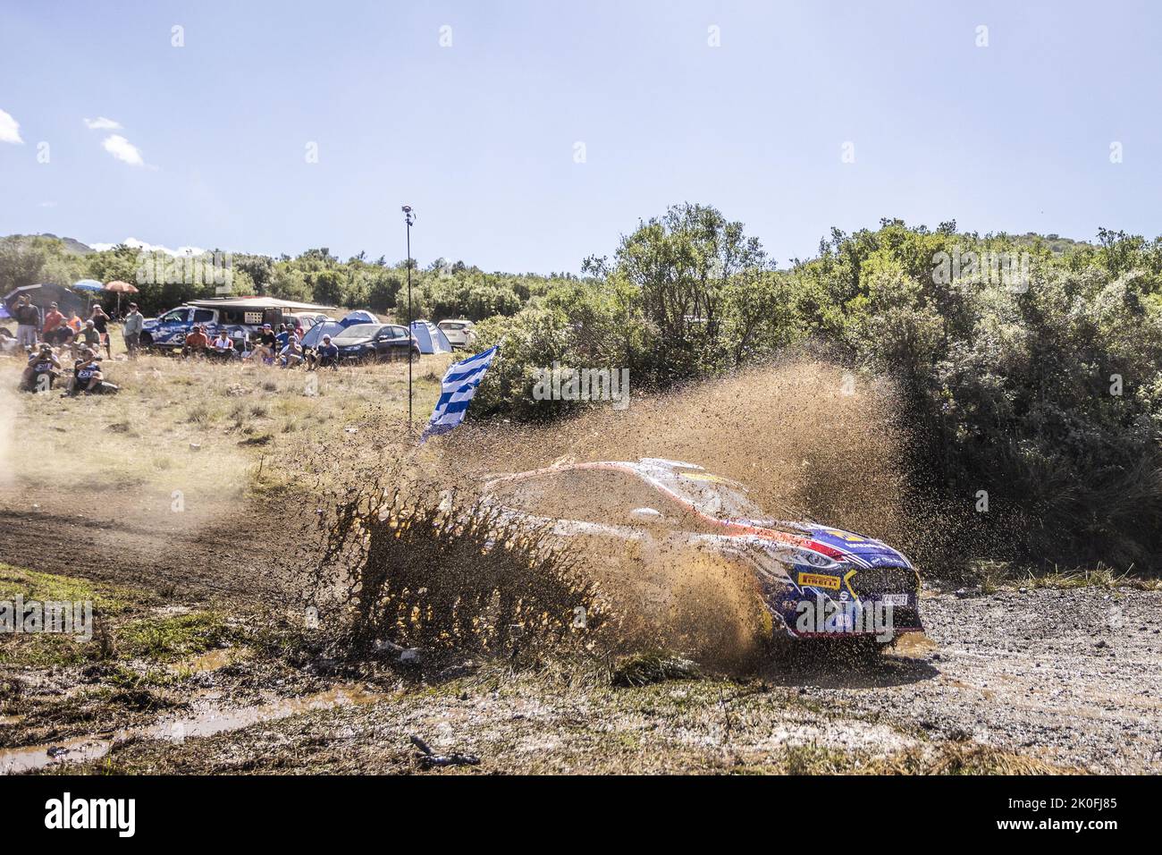 58 PAJARI Sami (fin), MALKONEN Enni (fin), Ford Fiesta Rally3, in azione durante il Rally dell'Acropoli Grecia 2022, 10th° round del WRC World Rally Car Championship 2022, dal 8 al 11 settembre 2022 a Lamia, Grecia - Foto: Nikos Katikis/DPPI/LiveMedia Foto Stock