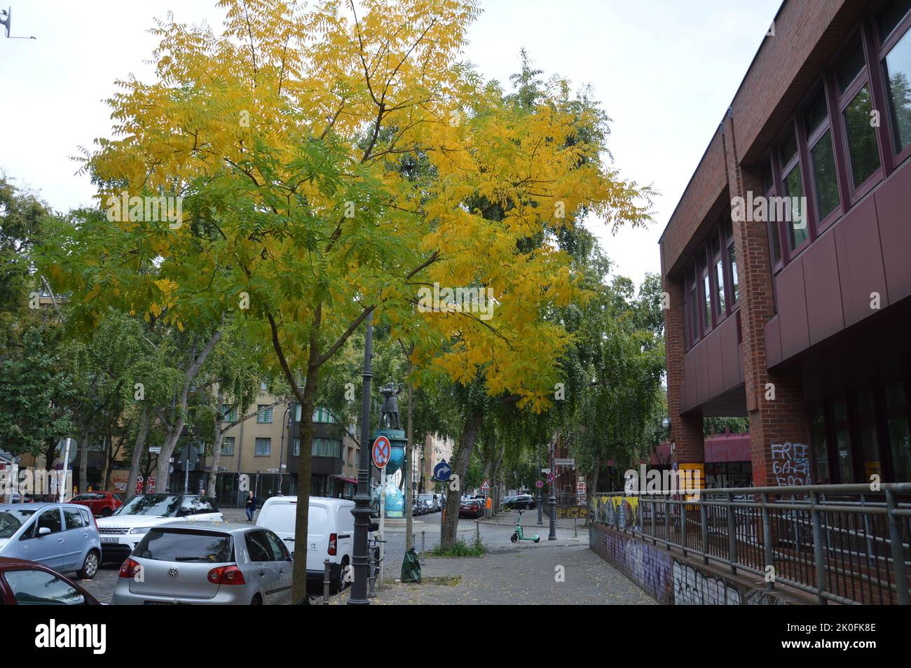 Berlino, Germania - 11 settembre 2022 - immagine autunnale, Kohlfurter Strasse a Kreuzberg, Berlino. (Foto di Markku Rainer Peltonen) Foto Stock