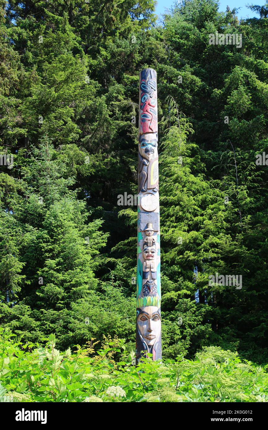 Totem Pole nel Sitka National Historical Park Alaska Foto Stock