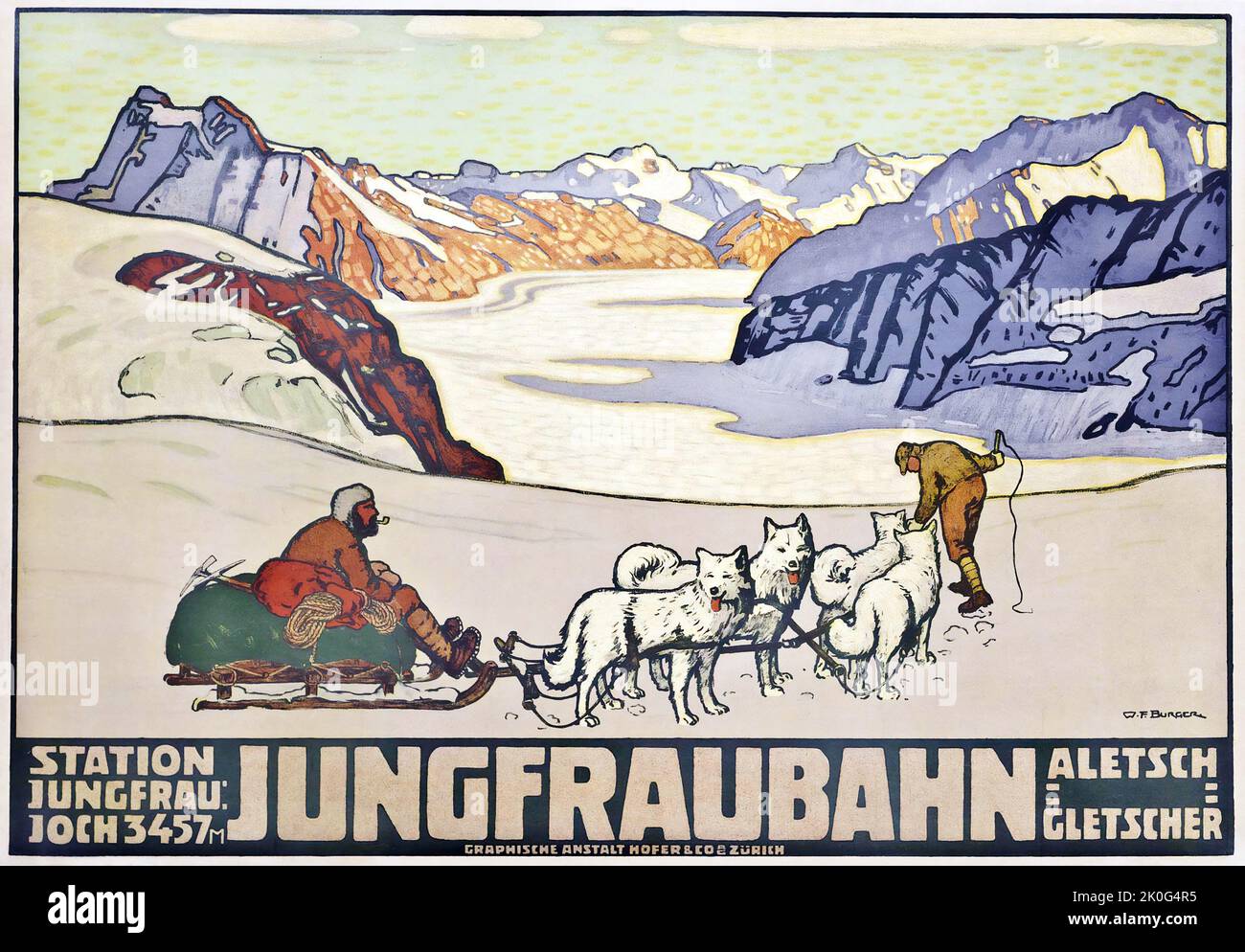 Emil Cardinaux (1877-1936) JUNGFRAUBAHN - Schweiz, Suisse, Svizzera - Poster di viaggio Foto Stock