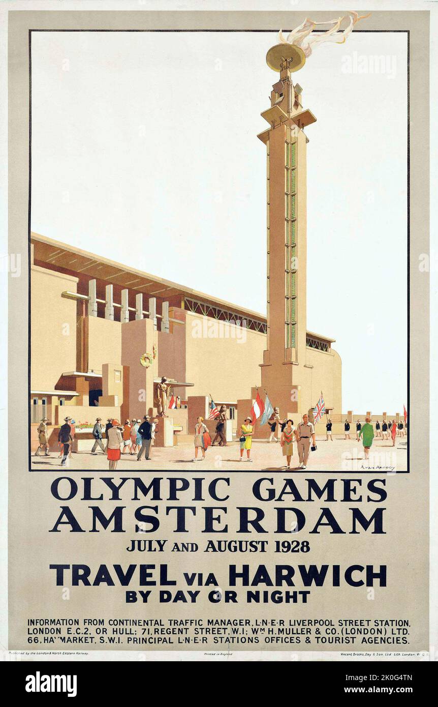 Anton van Anrooy (1870-1949) GIOCHI OLIMPICI, AMSTERDAM 1928 Travel Poster Foto Stock
