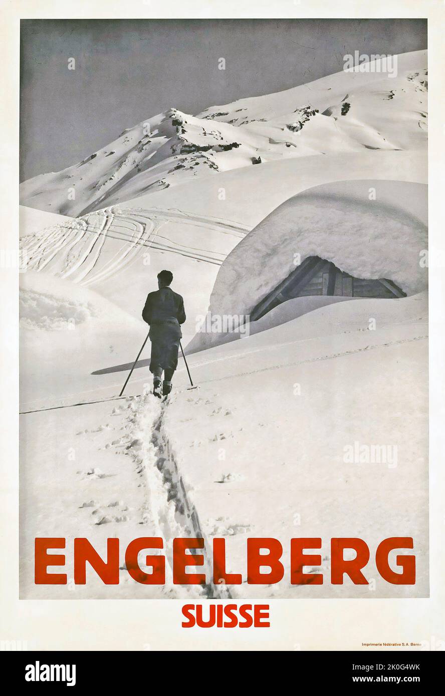Anonimo artista - ENGELBERG - Schweiz, Suisse, Svizzera - Poster di viaggio 1934 Foto Stock