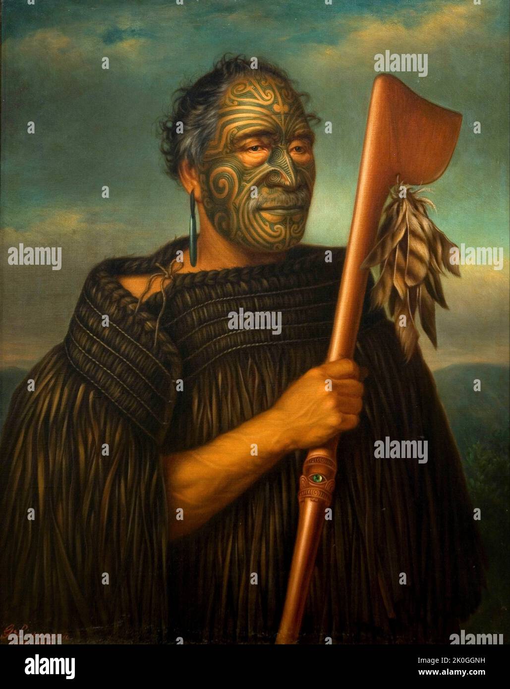 Il portait di Gottfried Lindauer del capo Maori Tamati Waka Nene Foto Stock
