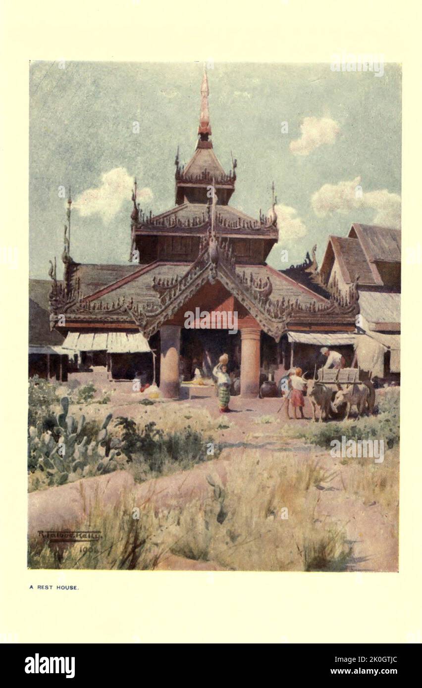 Una CASA DI RIPOSO dal libro ' Burma ' di Kelly, R. Talbot (Robert Talbot), 1861-1934 Data di pubblicazione 1908 Editore Londra : Adam e Charles Black Foto Stock
