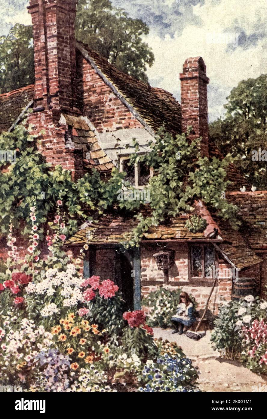 A Surrey Cottage from the Charm of Gardens di Dion Clayton Calthrop (1878–1937) autore inglese, illustratore pubblicato nel 1910 Foto Stock