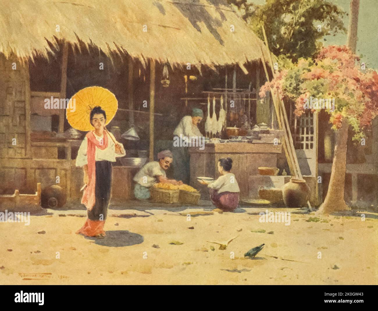 A Village Shop dal libro ' Burma ' dipinto e descritto da Kelly, R. Talbot (Robert Talbot), 1861-1934 Data di pubblicazione 1905 Editore Londra : Adam e Charles Black Foto Stock