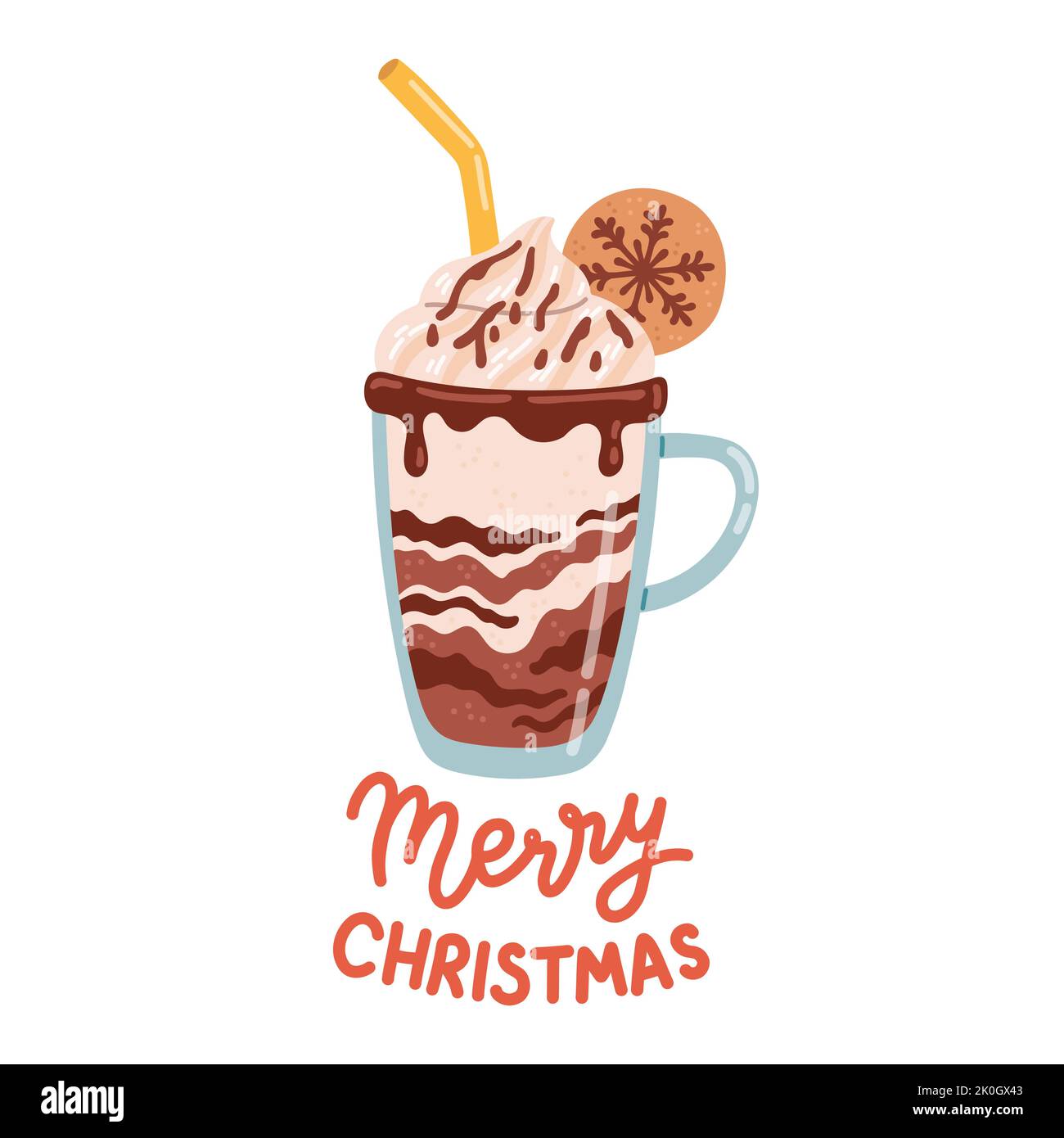 Buon Natale caldo drink accogliente vettore inverno Illustrazione Vettoriale