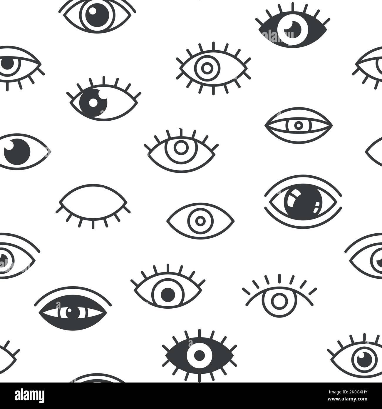 Modello occhi. Stampa senza cuciture di ciglia occhio umano, moderno astratto sfondo minimale per l'imballaggio carta tessuto disegno. Texture vettoriale Illustrazione Vettoriale