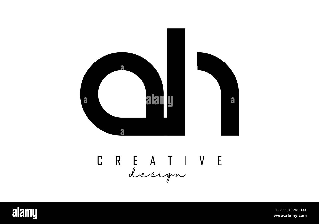 Piccole lettere ah un logo h con un design minimalista. Lettere dal design elegante, semplice e a due lettere. Illustrazione vettoriale creativa con lettere. Illustrazione Vettoriale