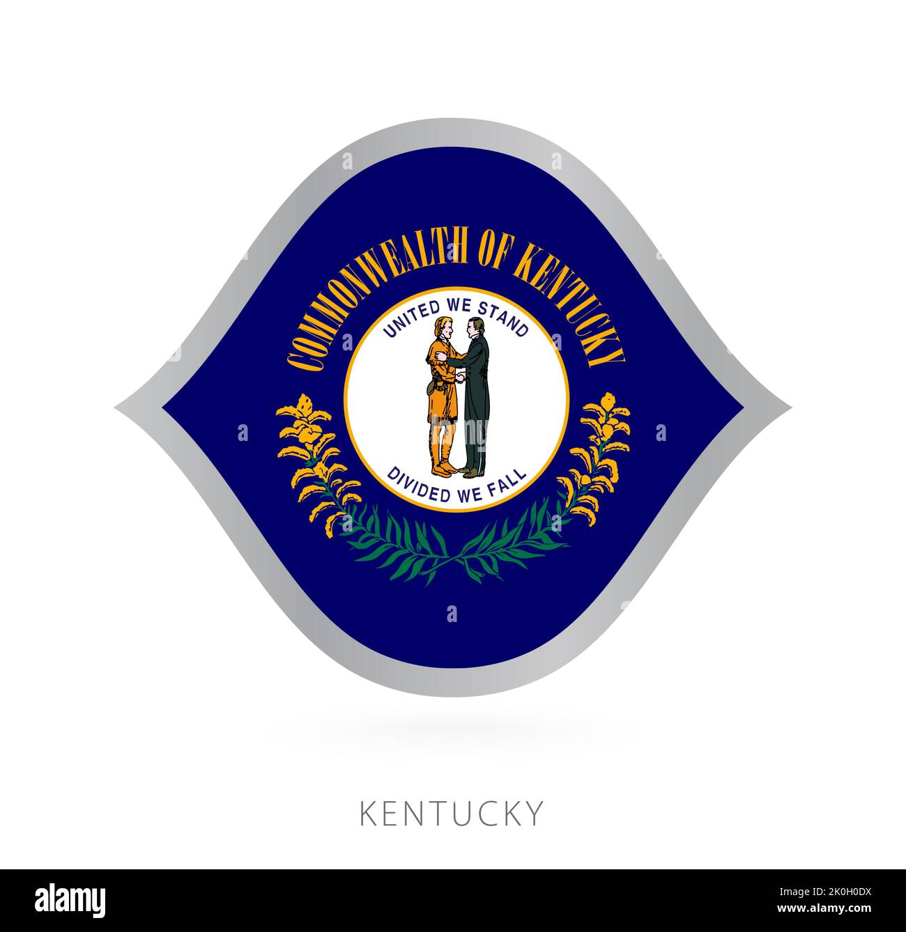 Bandiera della nazionale del Kentucky in grande stile per le competizioni internazionali di basket. Segno vettoriale. Illustrazione Vettoriale