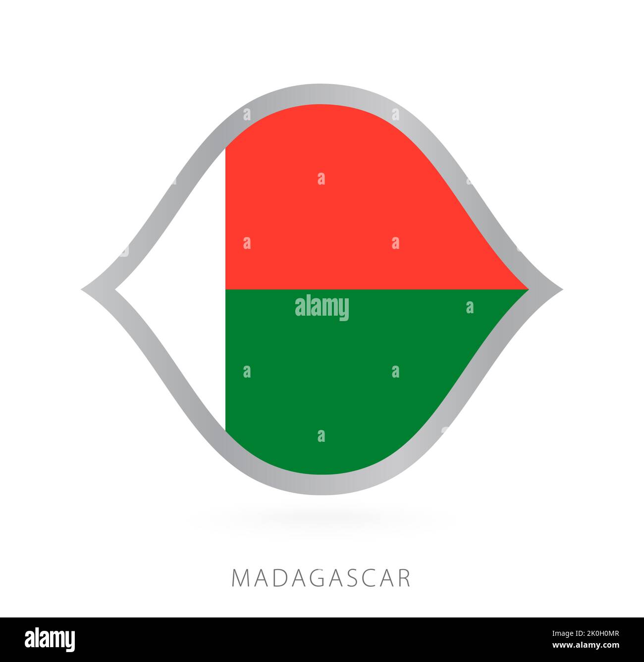 Bandiera della nazionale malgascia in grande stile per le competizioni internazionali di basket. Segno vettoriale. Illustrazione Vettoriale