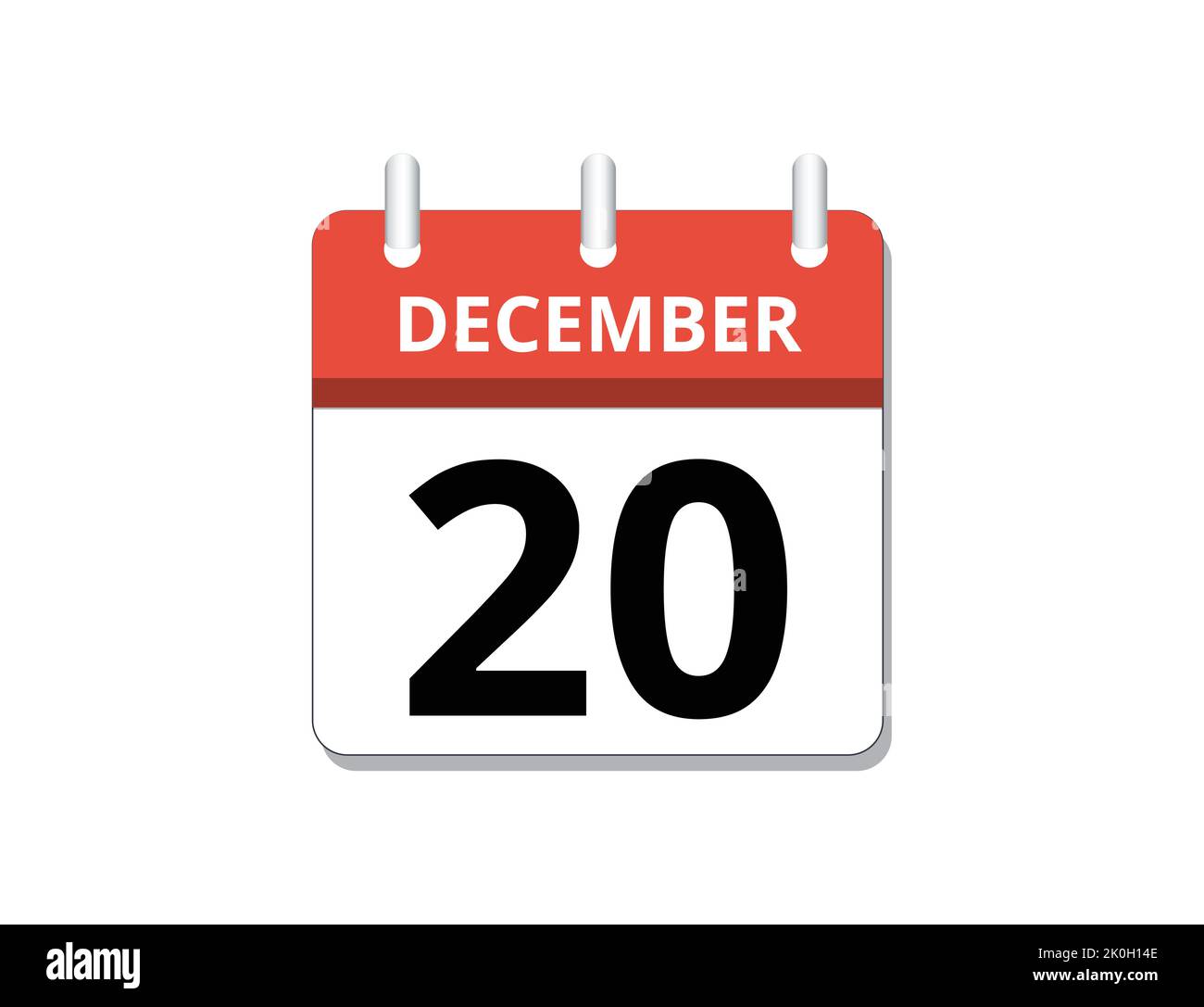 Dicembre, 20th vettore icona calendario, concetto di pianificazione, business e compiti Illustrazione Vettoriale