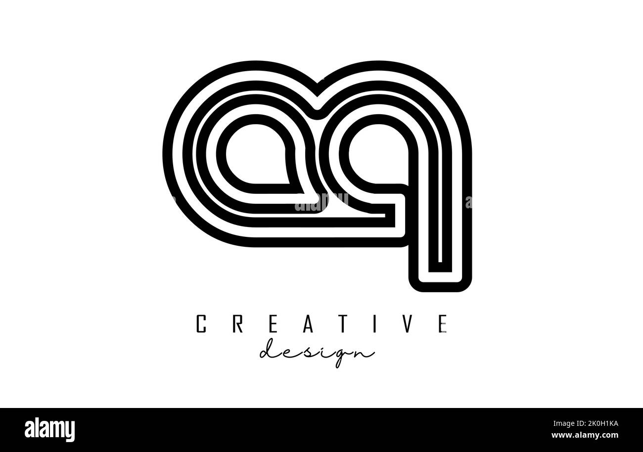 Contorno lettere aq a q logo con un design minimalista. Lettere dal design elegante, semplice e a due lettere. Illustrazione vettoriale creativa con lettere. Illustrazione Vettoriale