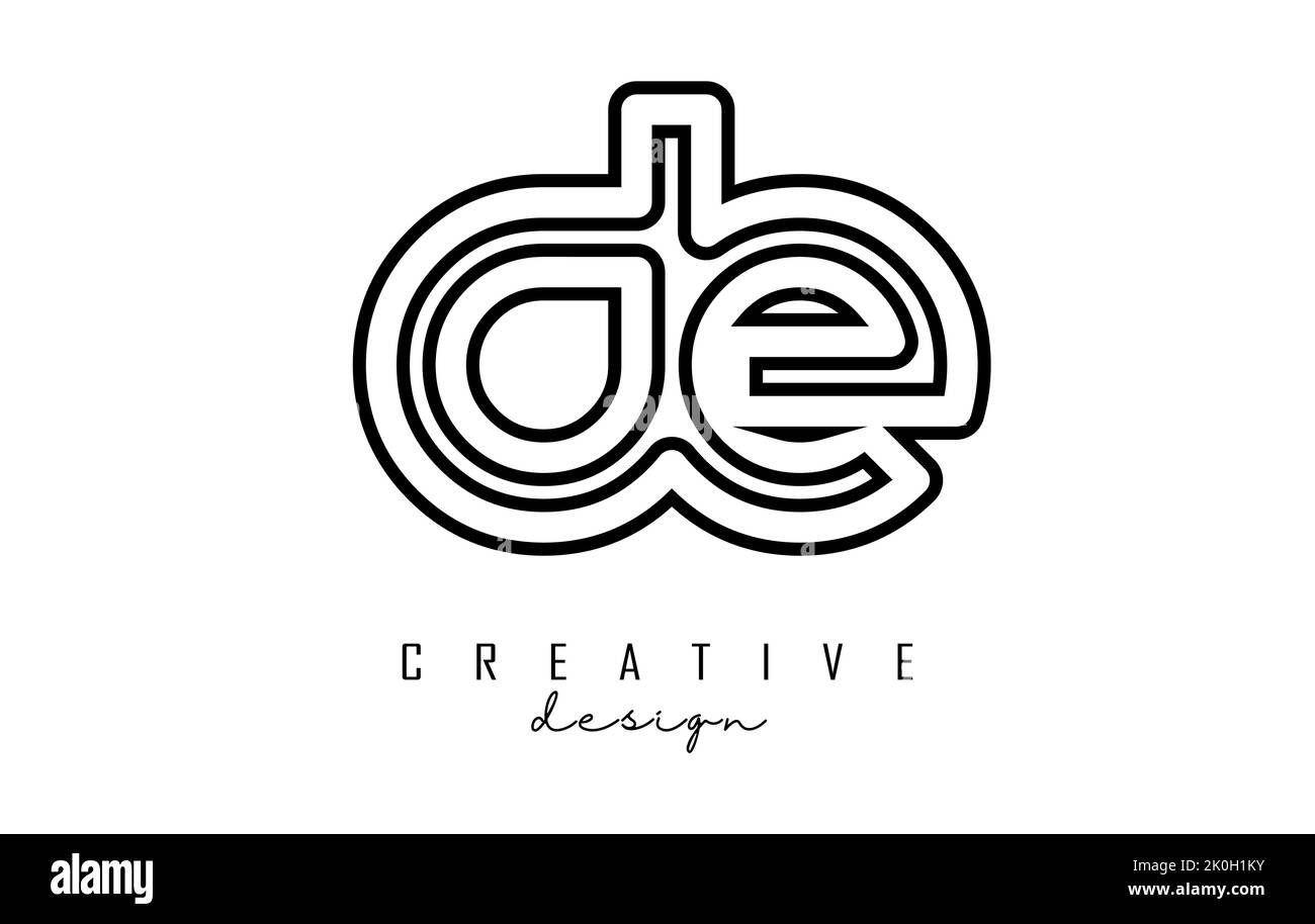 Contorno del logo Letters de d e con un design minimalista. Lettere dal design elegante, semplice e a due lettere. Illustrazione vettoriale creativa con lettere. Illustrazione Vettoriale