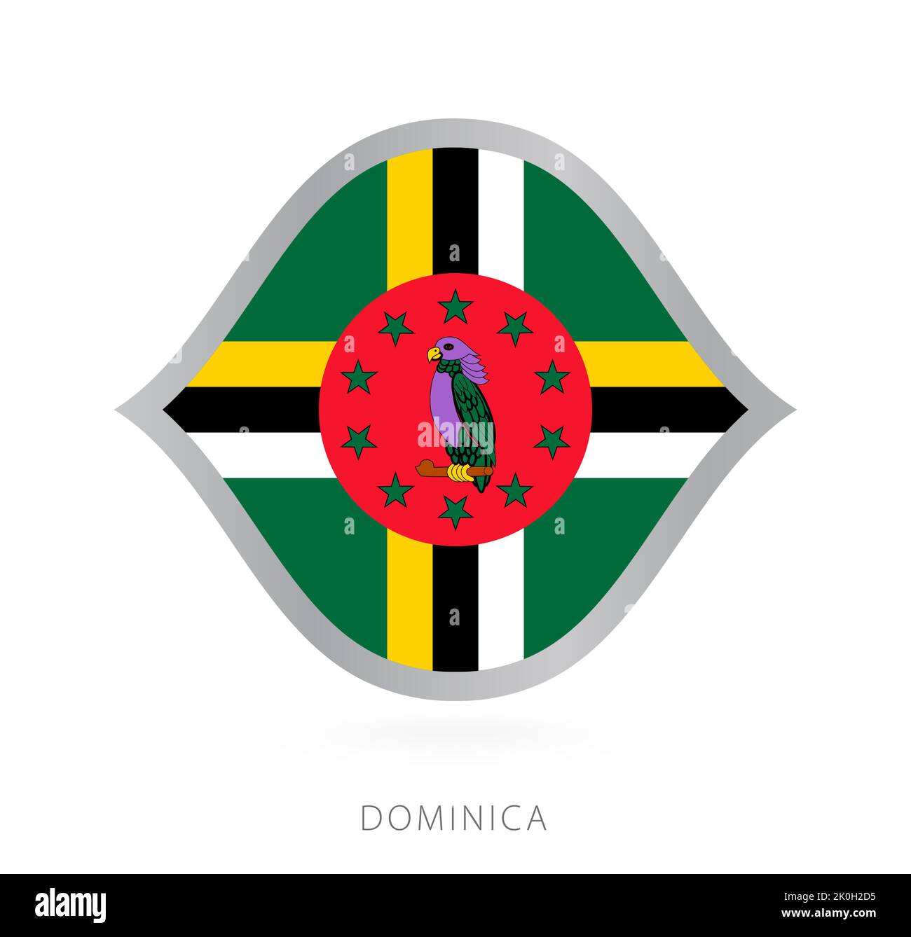 Bandiera della nazionale Dominica in grande stile per le competizioni internazionali di basket. Segno vettoriale. Illustrazione Vettoriale