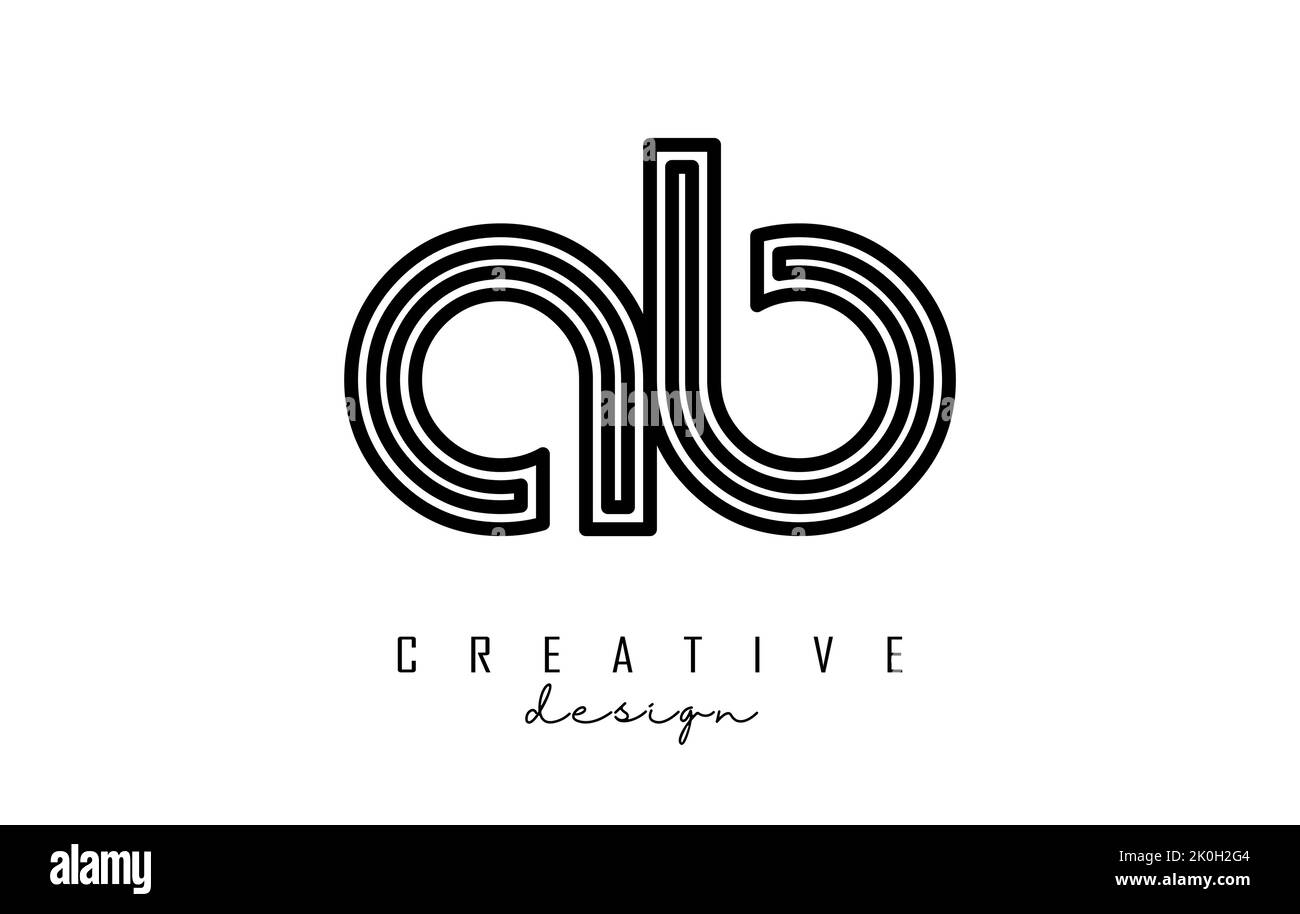 Contorno lettere ab a b logo con un design minimalista. Lettere dal design elegante, semplice e a due lettere. Illustrazione vettoriale creativa con lettere. Illustrazione Vettoriale