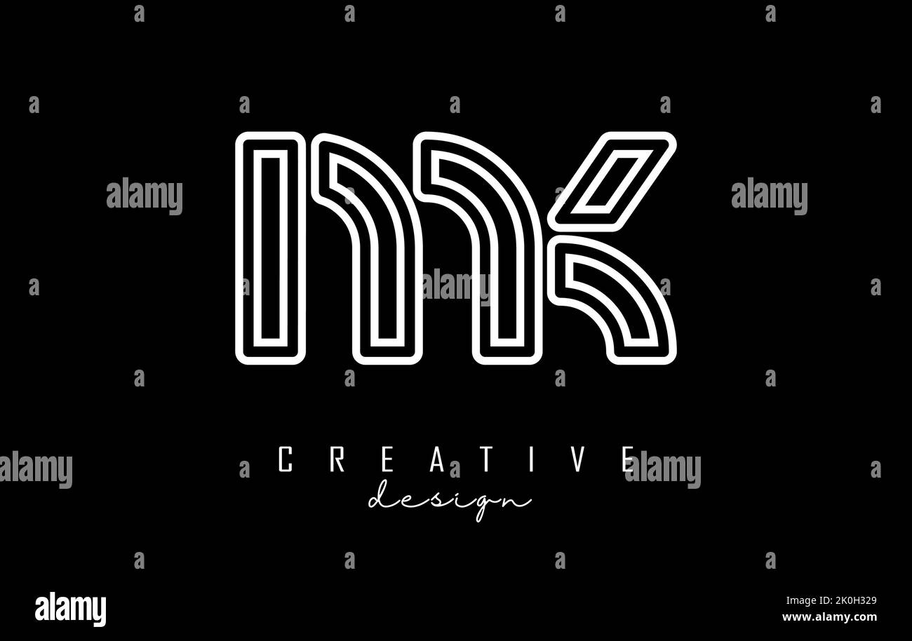 Lettere di contorno logo Mk m k con un design minimalista. Lettere dal design elegante, semplice e a due lettere. Illustrazione vettoriale creativa con lettere. Illustrazione Vettoriale