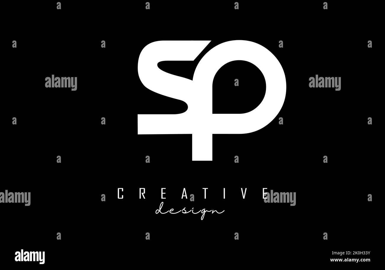 Piccolo logo Sp s p con un design minimalista. Lettere dal design elegante, semplice e a due lettere. Illustrazione vettoriale creativa con lettere. Illustrazione Vettoriale