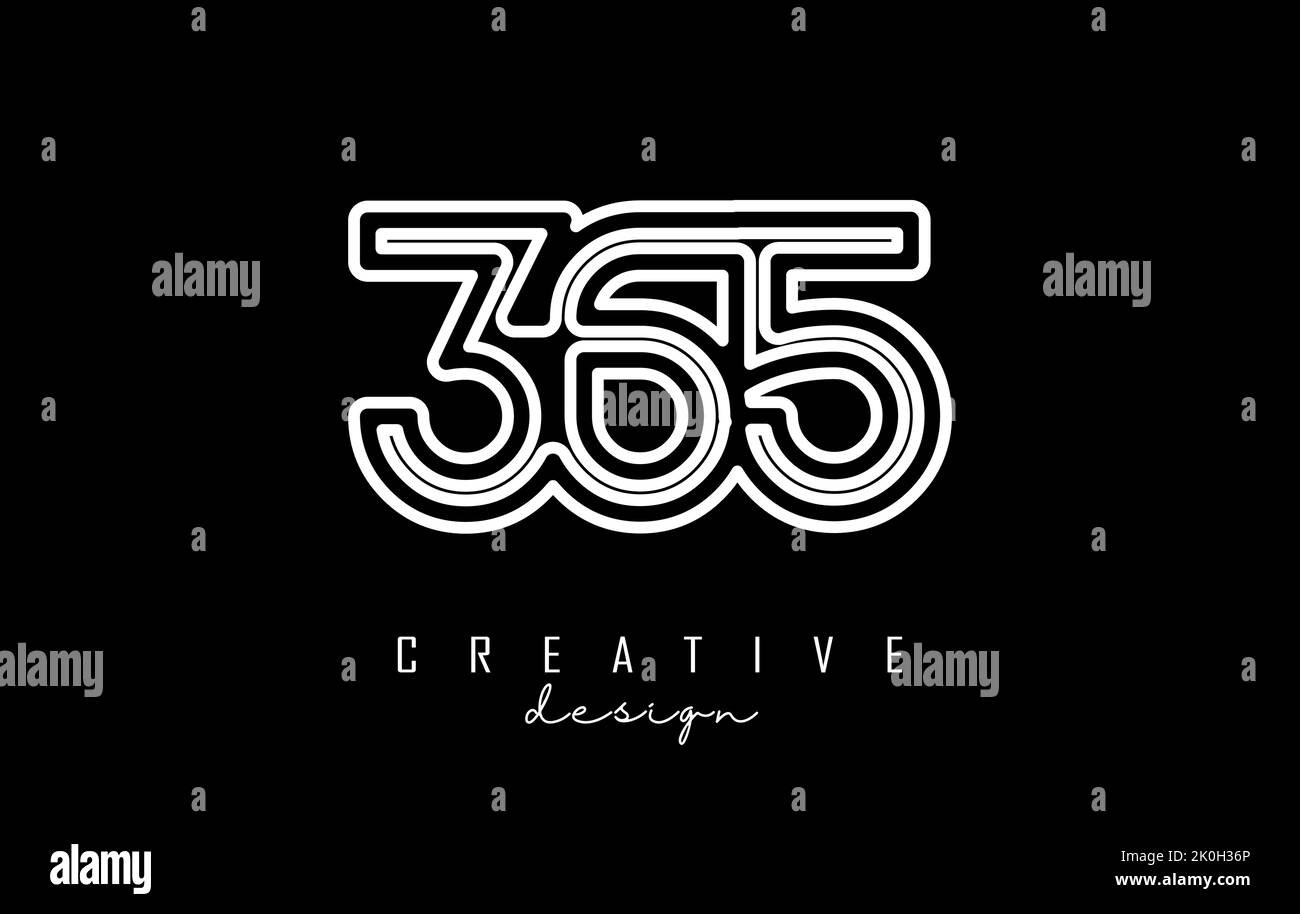 Profilo numero 365 con un design minimalista. Icona con design elegante, semplice e numeri. Illustrazione vettoriale creativa con numeri. Illustrazione Vettoriale