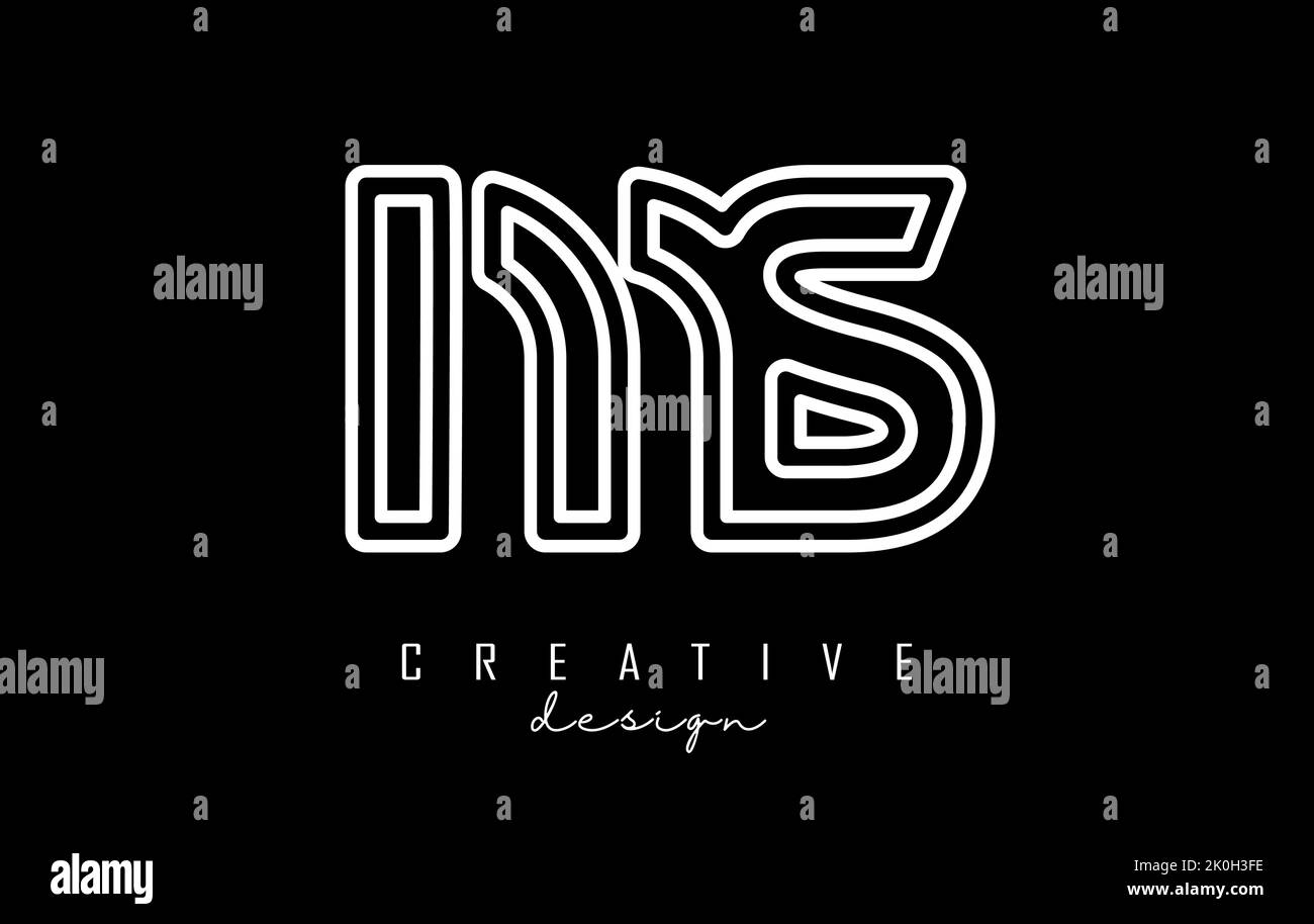 Lettere di contorno logo MS m s dal design minimalista. Lettere dal design elegante, semplice e a due lettere. Illustrazione vettoriale creativa con lettere. Illustrazione Vettoriale