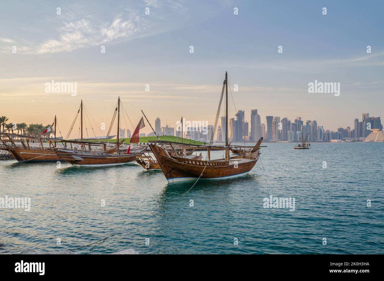 Tradizionale Dhow arabo a Doha, Qatar, Medio Oriente. Foto Stock