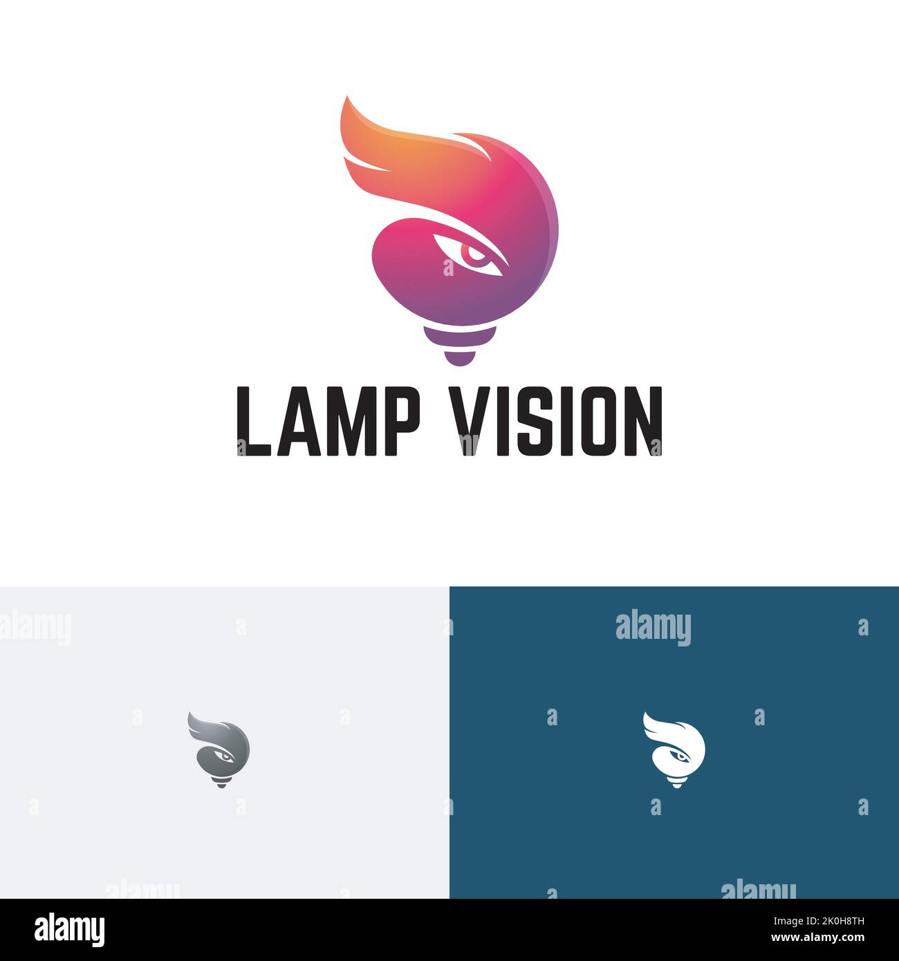 Lampada Vision Eye Light lampadina idea Logo Illustrazione Vettoriale
