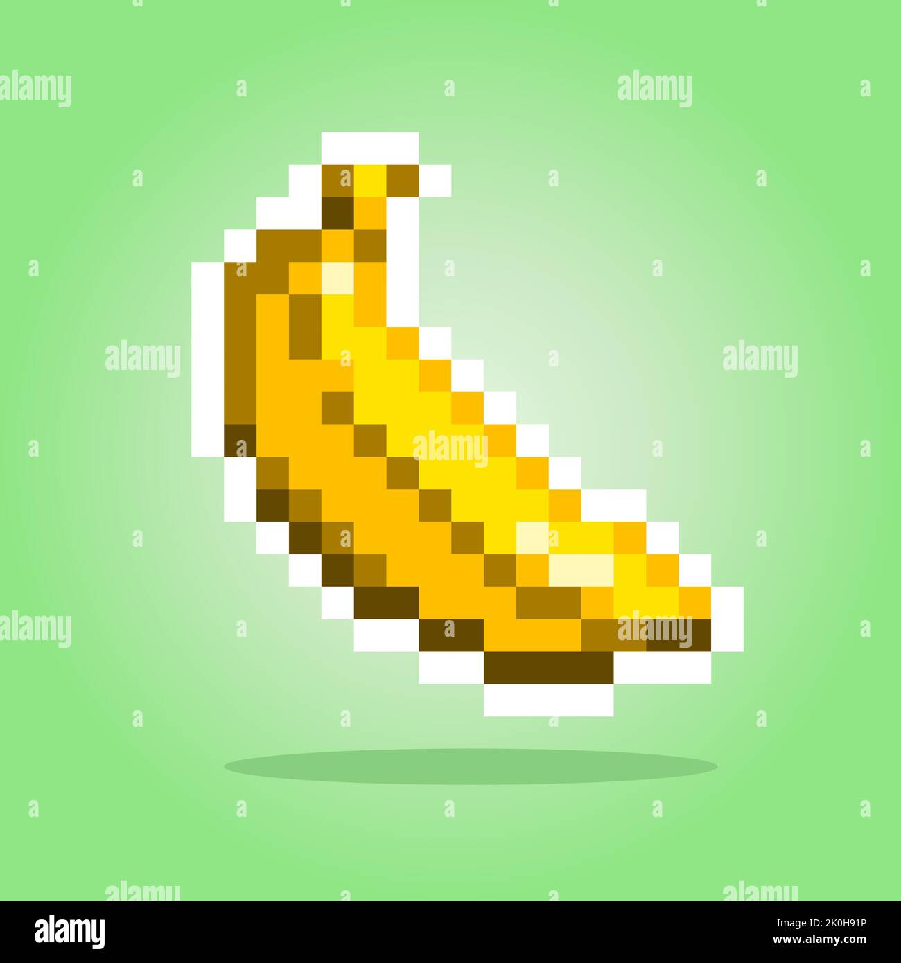 Banana pixel. Illustrazione vettoriale delle risorse di gioco a 8 bit. Illustrazione Vettoriale