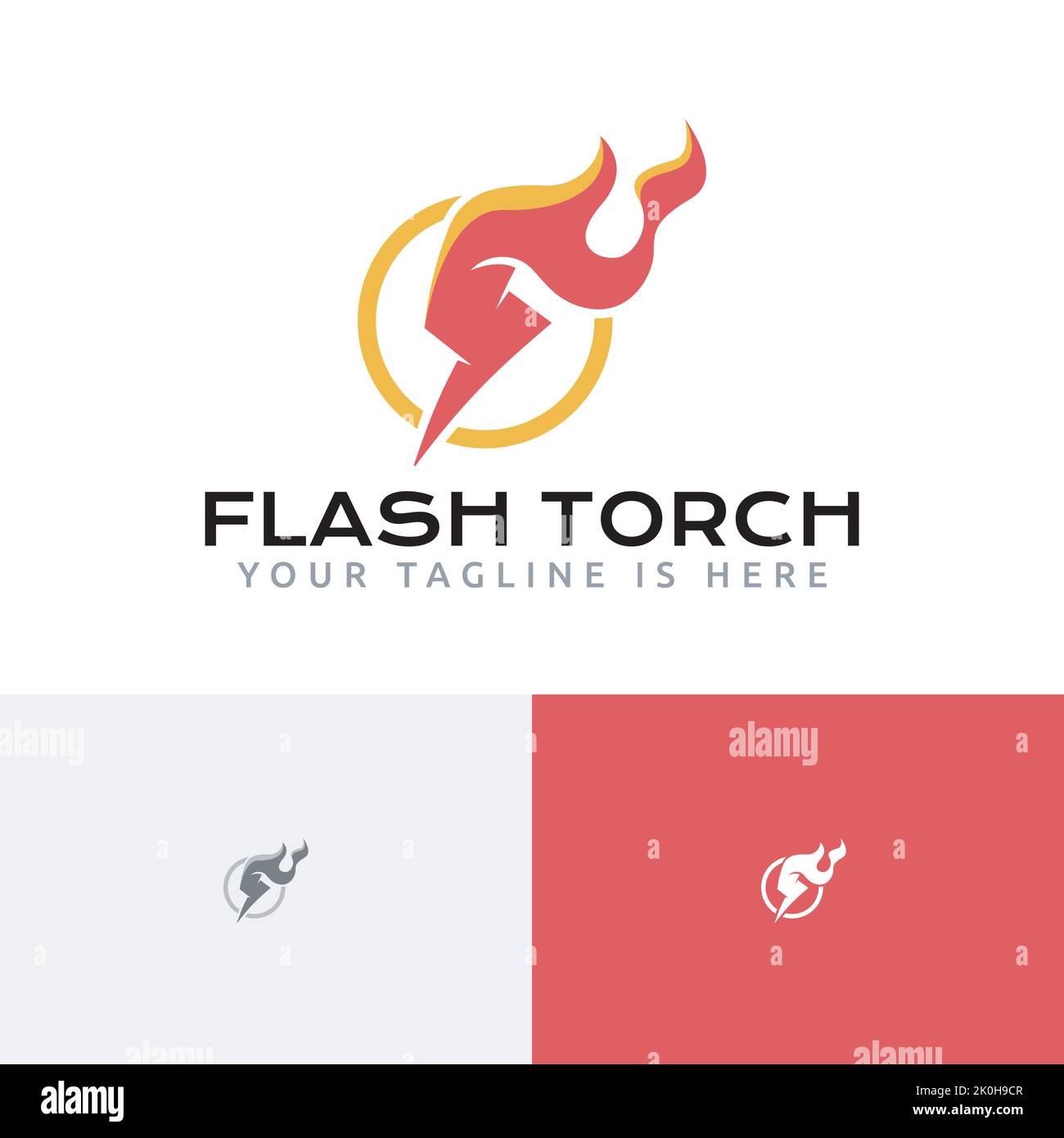 Flash torcia bullone Thunder fuoco fiamma logo Illustrazione Vettoriale