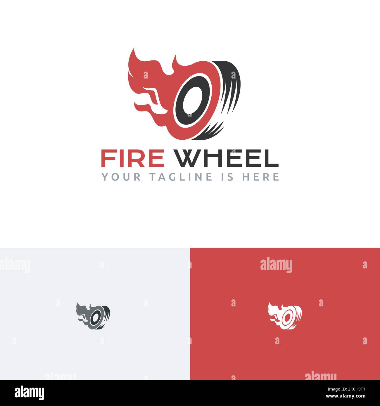 Fire Wheel Burn Tire Flare Automotive Logo Illustrazione Vettoriale