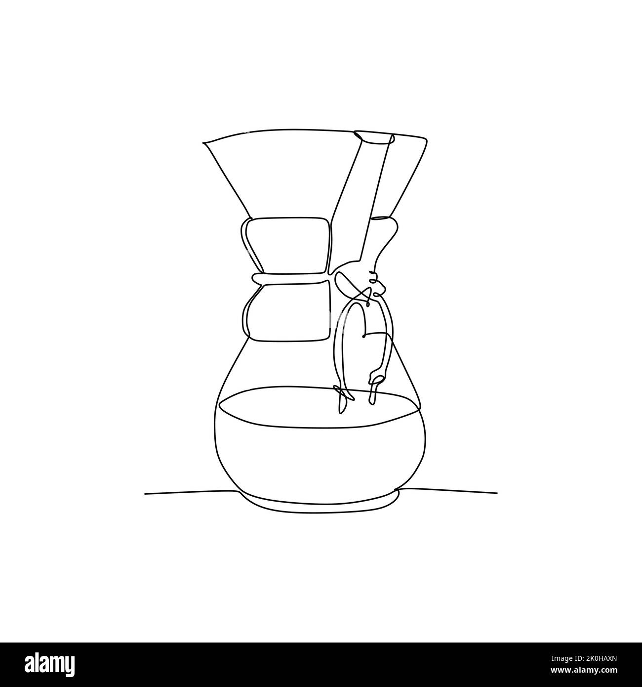 Dispenser Classic in vetro Chemex Coffee Pot V60 con manico in legno, per versare caffè, bollitore per caffè espresso, barista Tools Illustrazione Vettoriale